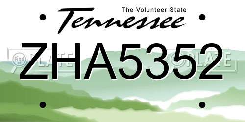 ZHA5352 Tennessee License Plate