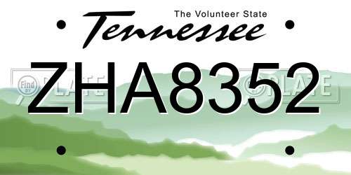 ZHA8352 Tennessee License Plate