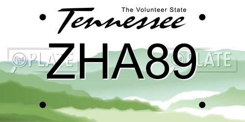 ZHA89 Tennessee License Plate