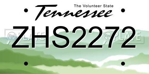 ZHS2272 Tennessee License Plate