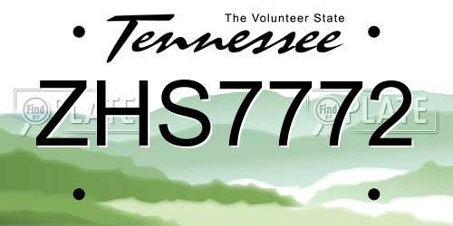 ZHS7772 Tennessee License Plate