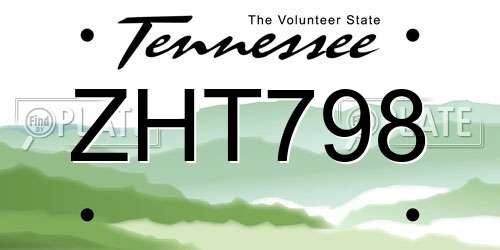 ZHT798 Tennessee License Plate