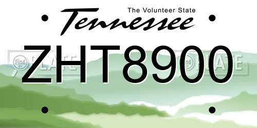 ZHT8900 Tennessee License Plate