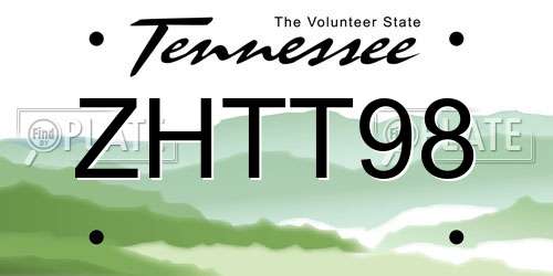 ZHTT98 Tennessee License Plate