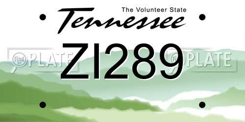 ZI289 Tennessee License Plate