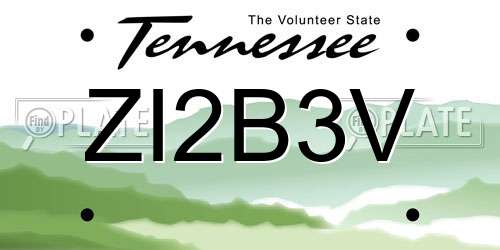 ZI2B3V Tennessee License Plate