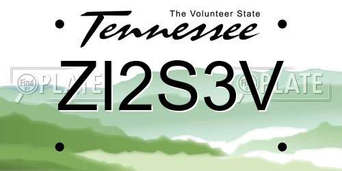 ZI2S3V Tennessee License Plate