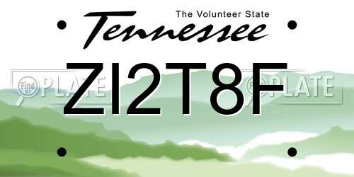 ZI2T8F Tennessee License Plate