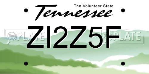 ZI2Z5F Tennessee License Plate