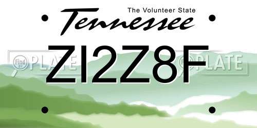 ZI2Z8F Tennessee License Plate