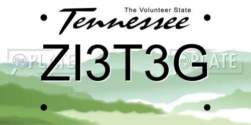 ZI3T3G Tennessee License Plate