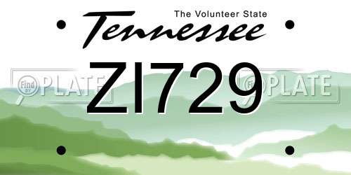 ZI729 Tennessee License Plate