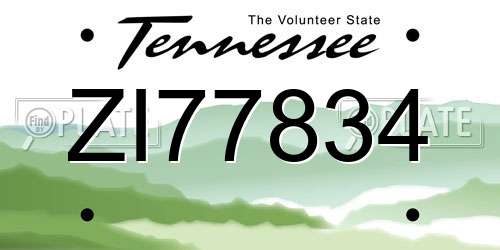 ZI77834 Tennessee License Plate