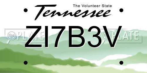 ZI7B3V Tennessee License Plate