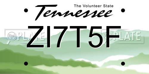 ZI7T5F Tennessee License Plate