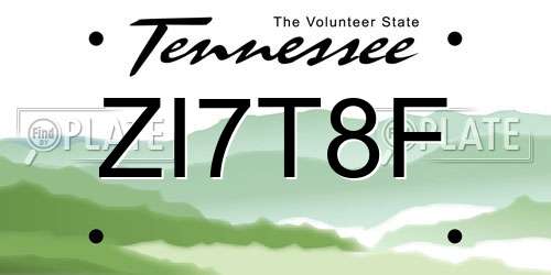 ZI7T8F Tennessee License Plate