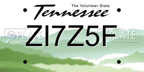 ZI7Z5F Tennessee License Plate