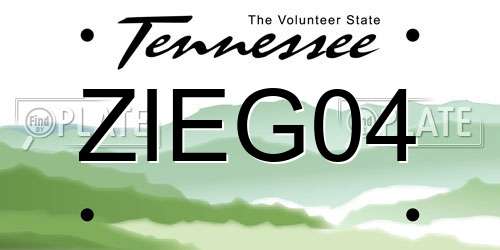 ZIEG04 Tennessee License Plate