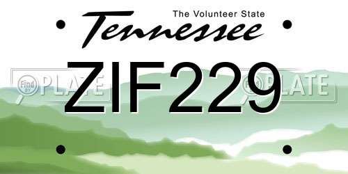 ZIF229 Tennessee License Plate