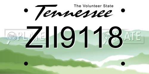 ZII9118 Tennessee License Plate