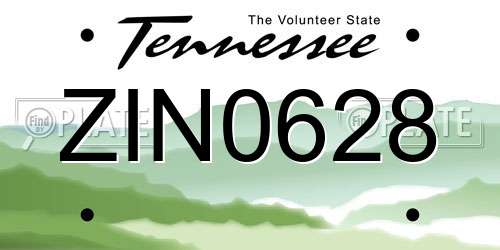 ZIN0628 Tennessee License Plate