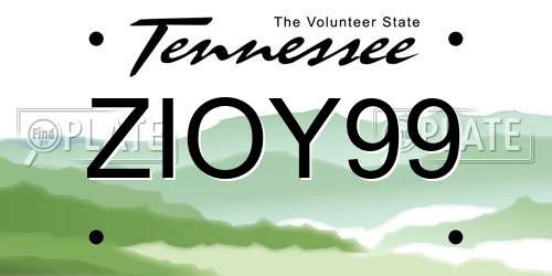 ZIOY99 Tennessee License Plate