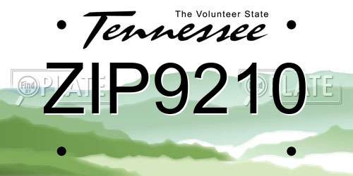 ZIP9210 Tennessee License Plate