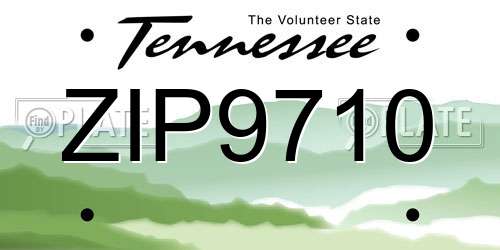 ZIP9710 Tennessee License Plate