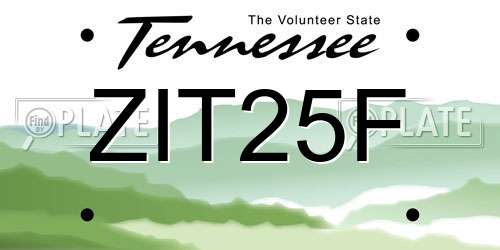 ZIT25F Tennessee License Plate