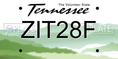 ZIT28F Tennessee License Plate
