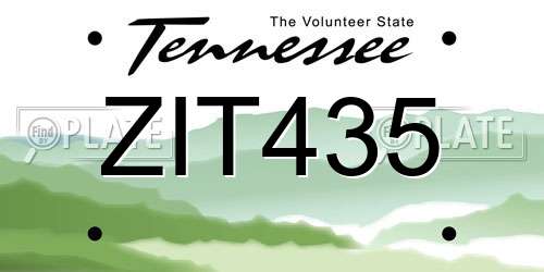 ZIT435 Tennessee License Plate