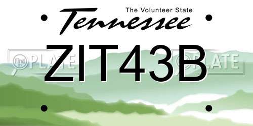 ZIT43B Tennessee License Plate