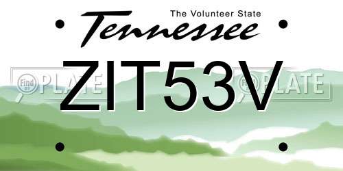 ZIT53V Tennessee License Plate