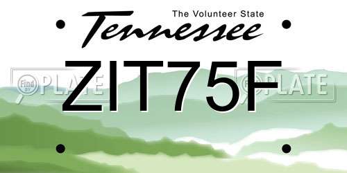 ZIT75F Tennessee License Plate