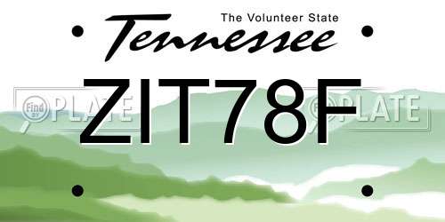 ZIT78F Tennessee License Plate