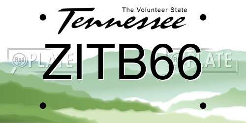 ZITB66 Tennessee License Plate