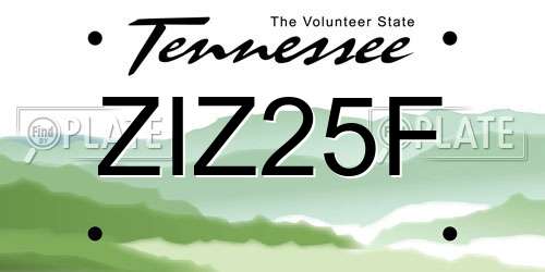 ZIZ25F Tennessee License Plate