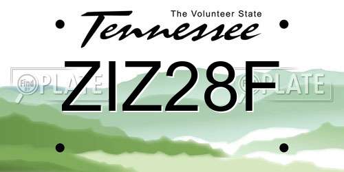 ZIZ28F Tennessee License Plate