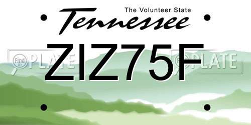 ZIZ75F Tennessee License Plate