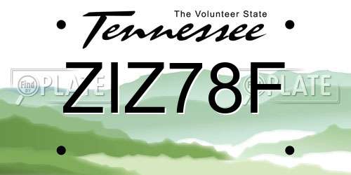 ZIZ78F Tennessee License Plate