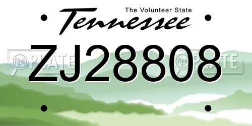 ZJ28808 Tennessee License Plate
