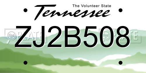ZJ2B508 Tennessee License Plate