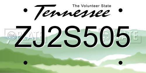 ZJ2S505 Tennessee License Plate