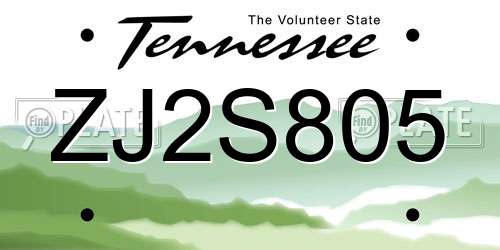 ZJ2S805 Tennessee License Plate