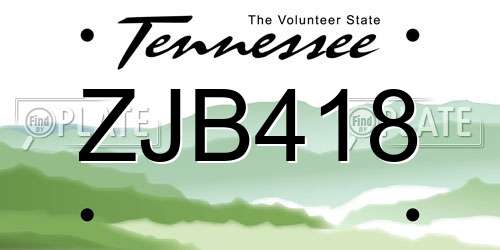 ZJB418 Tennessee License Plate
