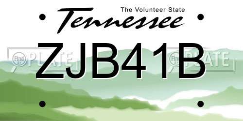 ZJB41B Tennessee License Plate