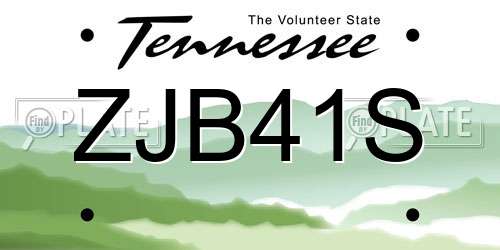 ZJB41S Tennessee License Plate