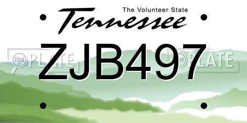 ZJB497 Tennessee License Plate
