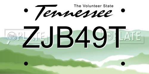 ZJB49T Tennessee License Plate