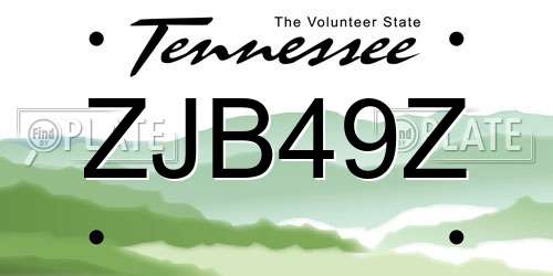 ZJB49Z Tennessee License Plate